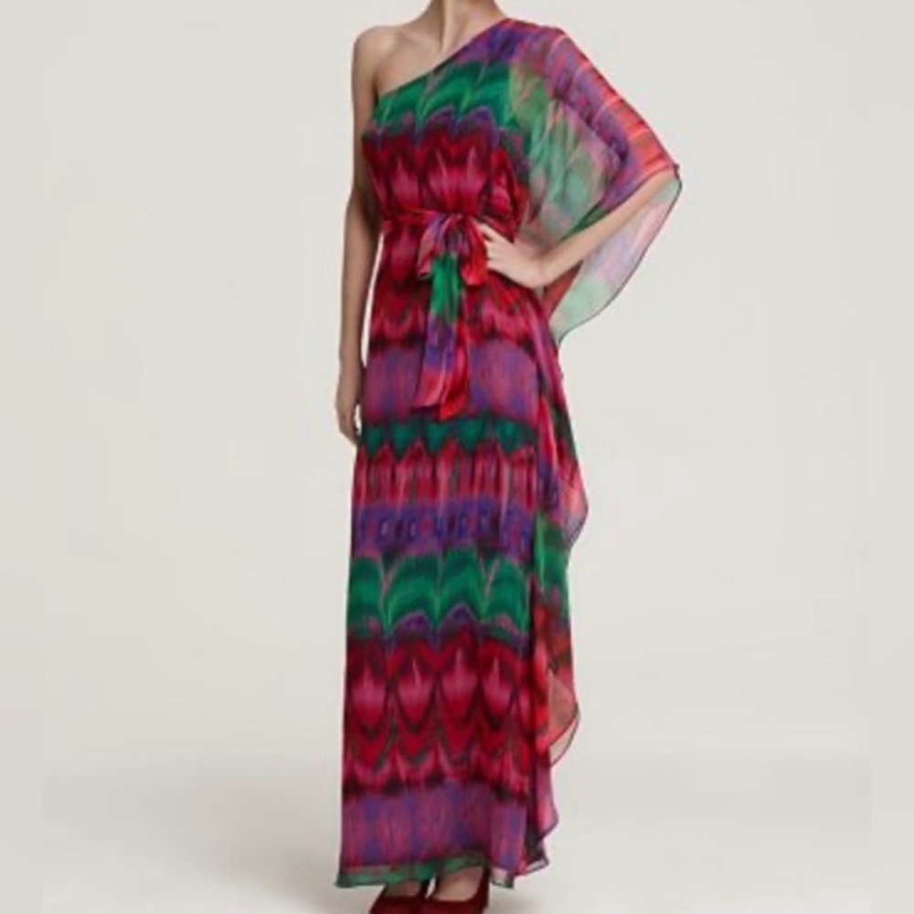 Trina Turk Elegant One-Shoulder Multicolor Dress - EUC